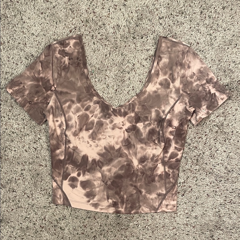 Lululemon Align Tee 6 Slim Fit Cropped Diamond‎ Tie-Dye Activewear Crop Top